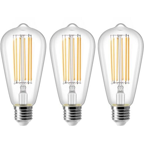 BEIJIYI E27 ST64 8W LED Bulb, Vintage Edison Filament Light Bulb, 80W Equivalent, Warm White 2700K, 800LM, Retro Decorative Lamp, Non-Dimmable, 3-Pack
