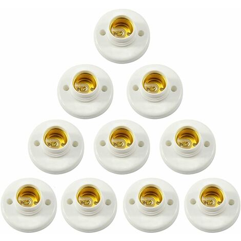 E27 Support De Lampe, Douille a Vis Murale,Adaptateur de Convertisseur de Base d'ampoule LED, pour Ampoule E27 Douille à vis Ronde en Plastique 10PCS