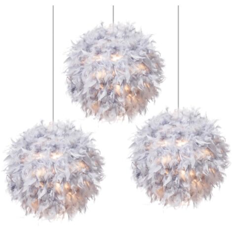 E27 Suspension Luminaire Moderne Lustre Plume Gris Lamp Plafonnier Ø30CM pour Salon Chambre à Coucher - 3Pcs