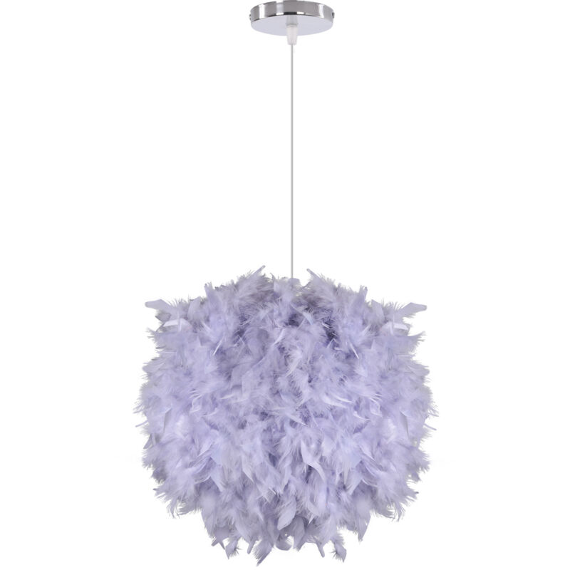 E27 Suspension Luminaire Moderne Lustre Plume Gris Lamp Plafonnier Ø30CM pour Salon Chambre à Coucher