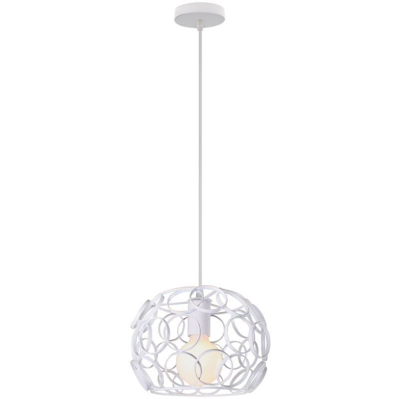 Wottes - E27 Suspension Moderne Lustre Abat-Jour de Plafond en Métal pour Chambre Salon Café Blanc Ø24CM - 1Pcs