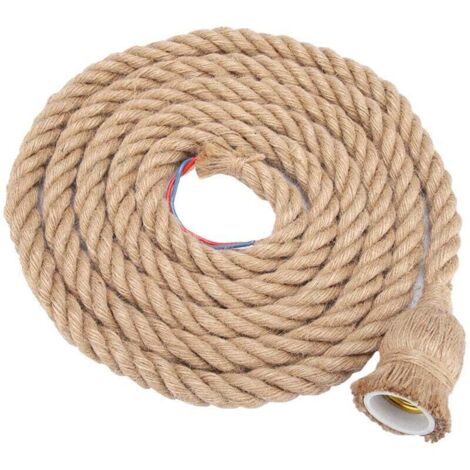 E27 Vintage Chanvre Corde Plafonnier Base Pendentif Lampe Ampoule Titulaire 85-265V,2m 1 têtes