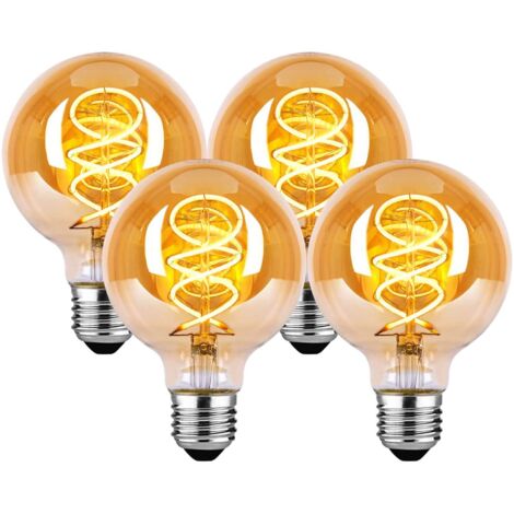E27 Vintage Dimmbare LED-Lampe G80 Warmweiß 2700K 360LM Edison Dekorativ Retro Antik - 4W entspricht 40W Glühlampe, 4er-Pack [Energieklasse D]