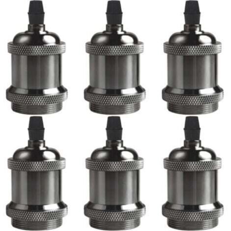 E27 Vintage Edison Lamp Holder Socket, 6 x Ceiling Lamp Base, Retro Hanging Lamp Holder, Pendant Lamp Adapter, Lamp Accessories, Black