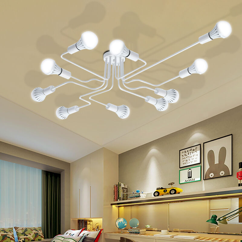 e27 vintage industriel edison 10 tetes retro plafond lustre lumiere pendentif lampe monture en metal flush art salle a manger cafe bar eclairage led