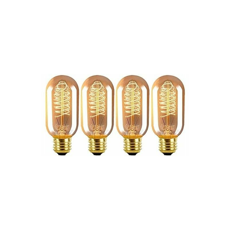 E27 Vintage Light Bulbs 40W Screw Fitting Dimmable Edison Filament Light Bulb 2300K Incandescent Light Bulb T45 Tube Style Decorative Spiral Filament
