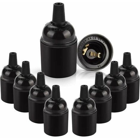 E27 Vintage Schwarz Lampenfassung, Retro Edison Pendelleuchte, Solid Bakelit Lampenfassung Adapter, Perfekt für Dekoration, Industrie und Heimwerker, 10er Pack