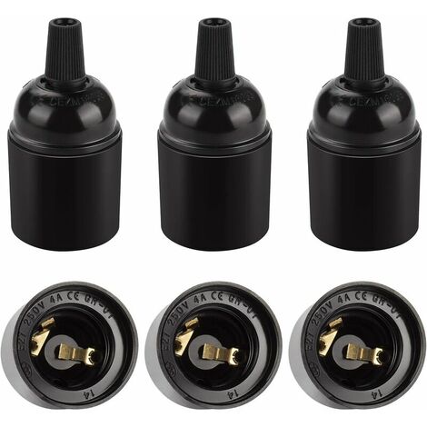 E27 Vintage schwarze Fassung, Retro Edison Pendelleuchte, massiver Bakelit Lampenfassungsadapter, perfekt für Dekoration, Industrie und Heimwerker, 6er Set Dontodent