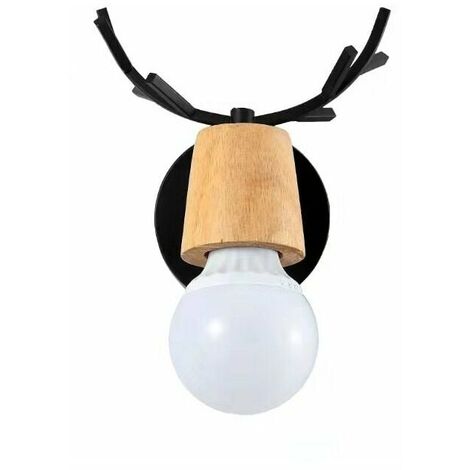 E27 Wandlampen Kinderwandlampen Kreative Weihnachtsgeweihe Hirschförmige Lampen Lichter Kompatibel mit Schlafzimmer, Wohnzimmer (Schwarz)