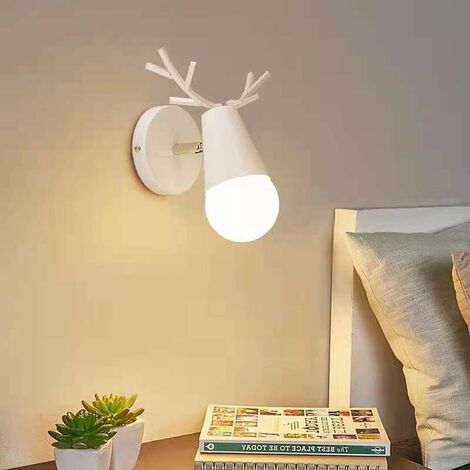 E27 Wandlampen Kinderwandlampen Kreative Weihnachtsgeweihe Hirschförmige Lampen Lichter Kompatibel mit Schlafzimmer, Wohnzimmer (Weiß)