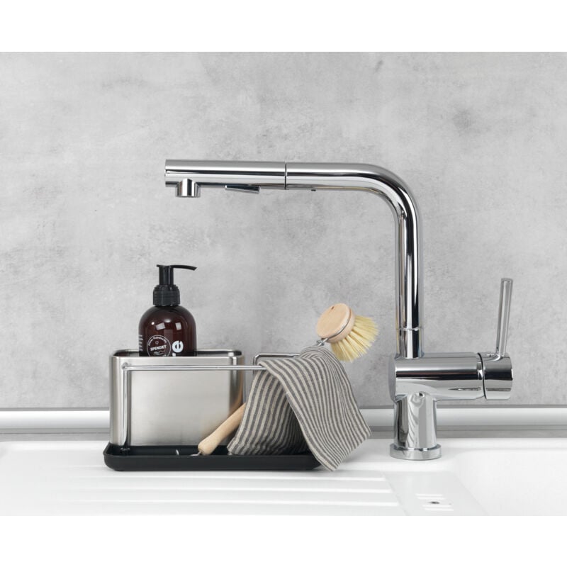 Organiseur évier Wenko inox Orio 2 éponges Miko argenté accessoire évier caddy évier organisateur de cuisine porte éponge porte brosse vaisselle