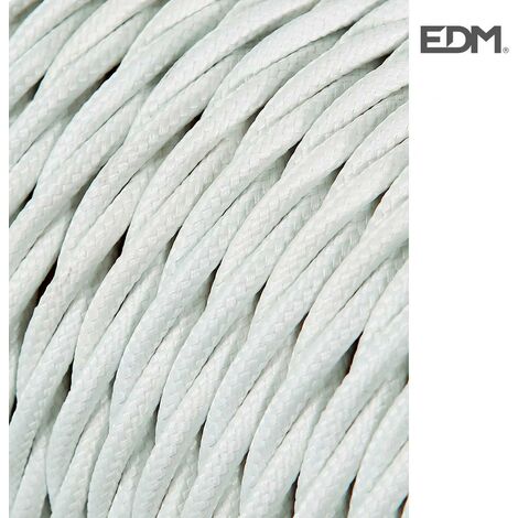 CableMarkt - Cable eléctrico retro trenzado de color blanco envejecido  2x0.75mm 25m
