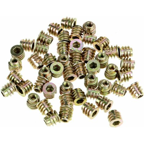 &Eacutecrous filet&eacutes, &eacutecrous &agrave vis &agrave six pans creux 50 pi&egraveces M4 8 mm &Eacutecrous d'insertion en alliage de zinc &agrave t&ecircte hexagonale &Eacutecrous de meubles fi