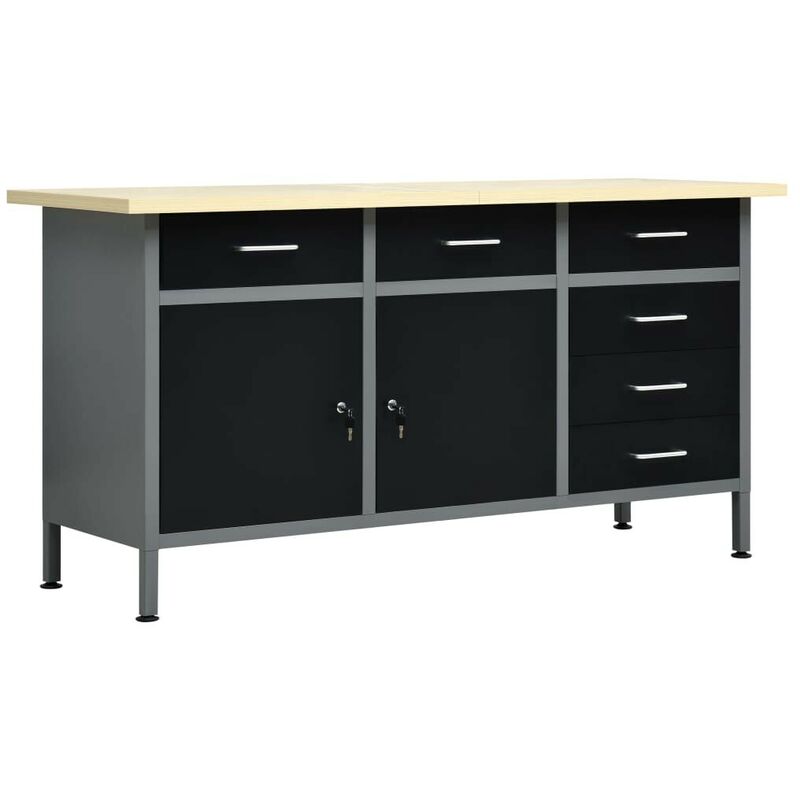 Etabli Noir 160x60x85 cm Acier