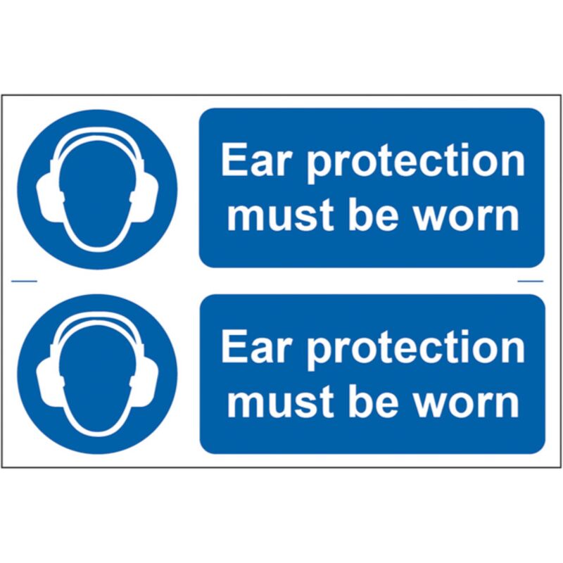 Ear Protection PPE Self Adhesive Sign Twin Pack - 300 x 100mm