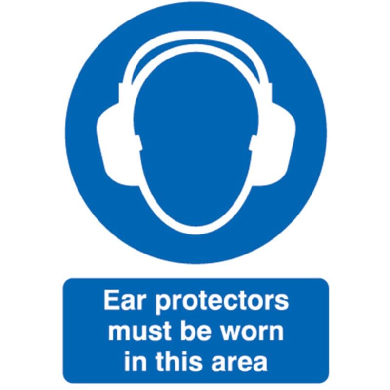 Ear Protectors Must Be Worn Vinyl Sign - 200 x 300mm - Sitesafe