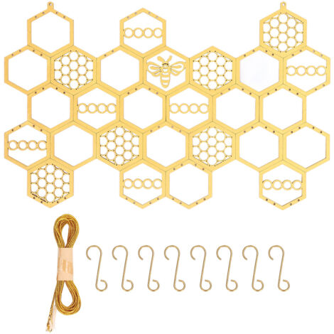 Ear Stud Display Rack Poplar Material Golden Beehive Type Space Saving Durable Earring Jewelry Storage Rack