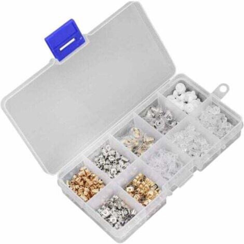 Earring Clasps 10 Styles Stud Earrings Hoops Earring Backs Pushs Bullet Clutchs Pads Earnuts Rubber Metal Plastic Secure Stoppers, 460 Pieces TRIMEC
