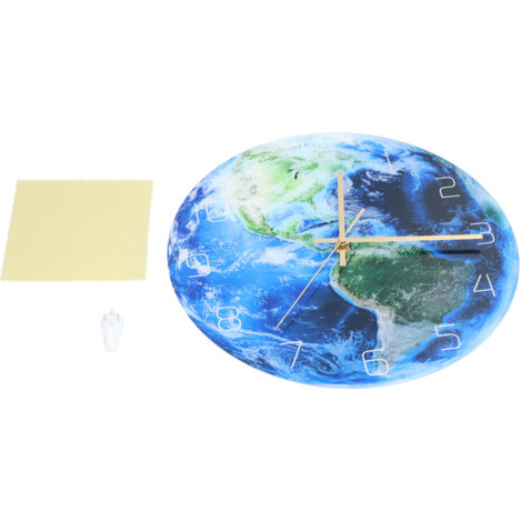 Earth Wall Clock Acrylic Silent Movement Accurate Cutting Stable Non Ticking Space Science Clock for Home Coffee Shop