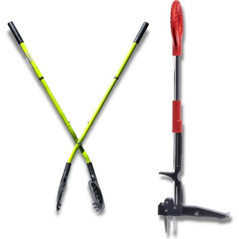 EARTWISE XXL Laubsammler + ROOTSLAYER Unkrautstecher - Ergonomisches Gartengerät - Laubsammler mit Teleskopstielen - Pedalbetriebener Unkrautstecher