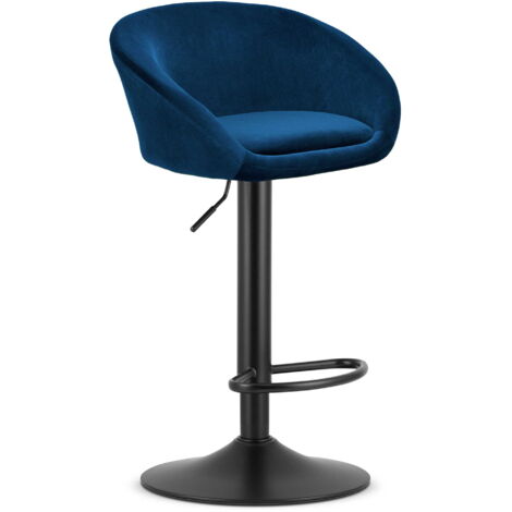 EAST Hocker – marineblauer Samt / schwarzes Gestell