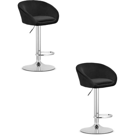 EAST Hocker – schwarzer Samt / Chromgestell x 2