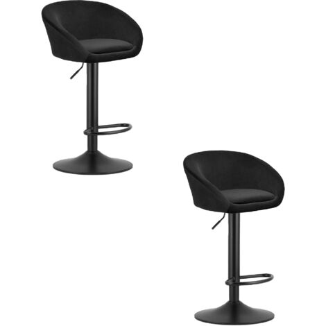 EAST Hocker – schwarzer Samt / schwarzes Gestell x 2