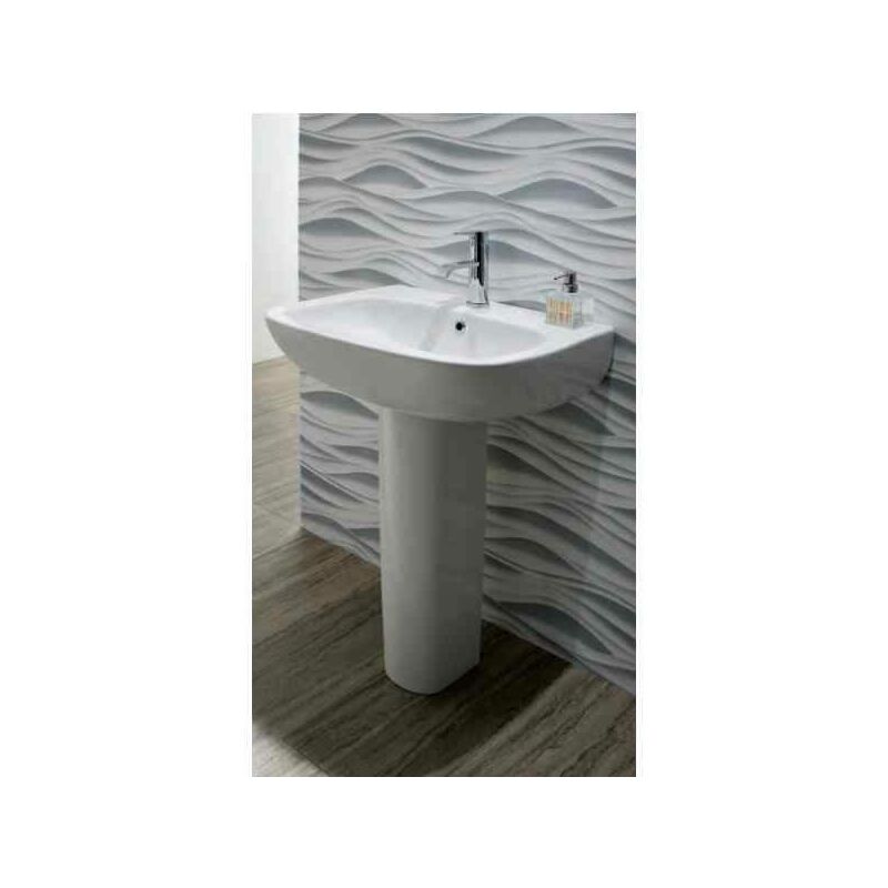 Albano Wall Hung Basin - 650mm Wide - 1 Tap Hole - White - 95.075 - Eastbrook