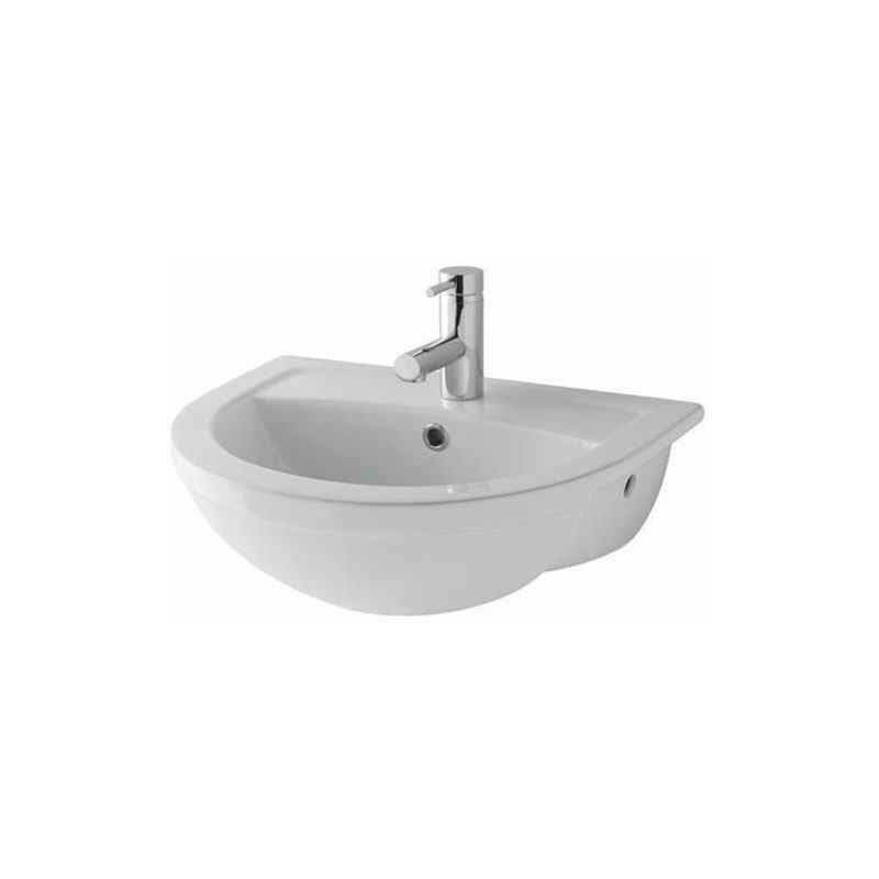 Dura Semi Recessed Basin - 513mm Wide - 1 Tap Hole - White - 26.0009 - White - Eastbrook