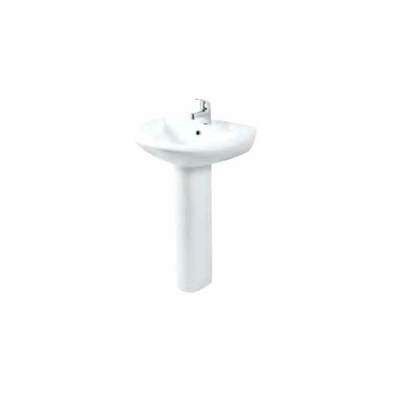 Loire Wall Hung Basin - 535mm Wide - 2 Tap Hole - White - 75.0014 - Eastbrook