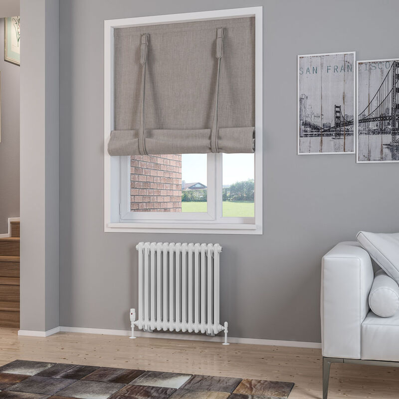 Eastbrook - Rivassa Steel White 2 Column Horizontal Radiator 600mm x 608mm Electric Only - Standard