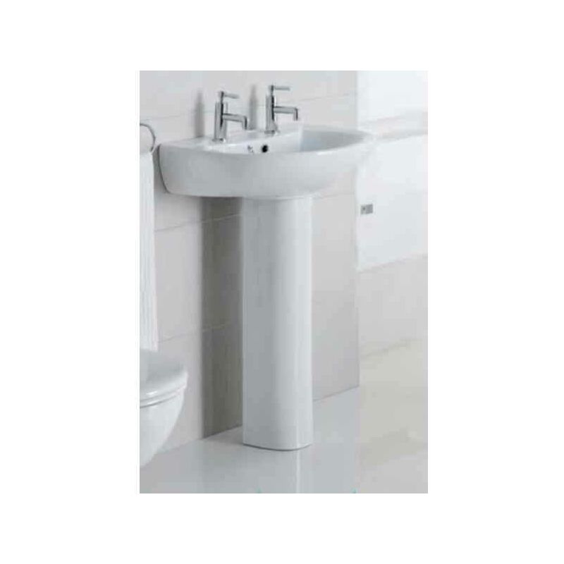 Type 55 Wall Hung Basin - 544mm Wide - 2 Tap Hole - White - 27.0851 - White - Eastbrook