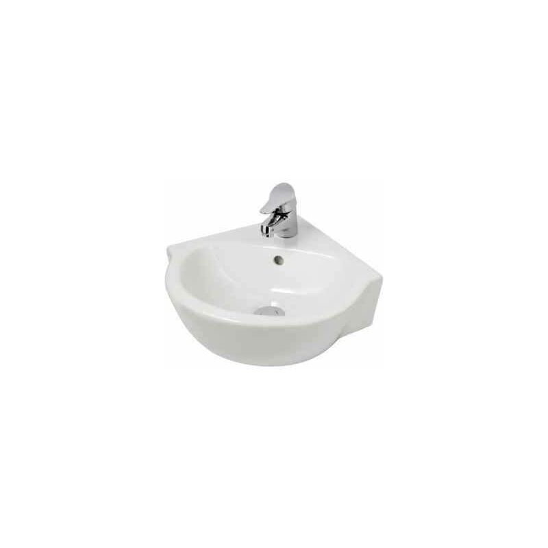 Eastbrook Wall Hung Corner Basin 450mm Wide - 1 Tap Hole - White - 56.0055
