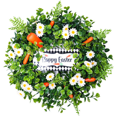 Easter Carrot Wreath Daisy Eucalyptus Wreath Indoor Outdoor Happy Easter Hanging Ornaments Home Front Door Party Decorations