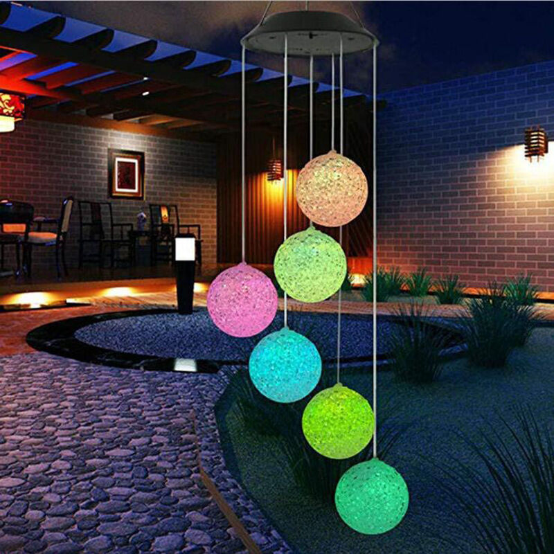 Easter Decoration Mom Gift Wife Gift Birthday Mother's Day Gift,Solar Outdoor Wind Chime,Solar rice ball wind bell