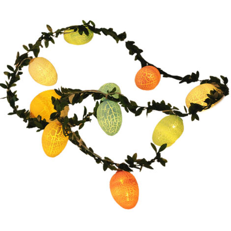 Easter Egg String Lights Easter Decorations 2Meter 10LED Green Rattan Cracked Easter Egg Light Battery Operated for Spring Decor