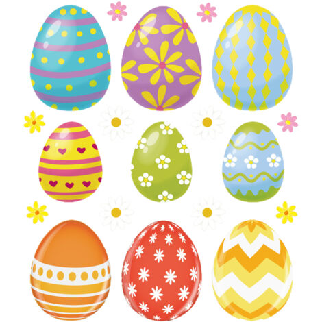 Easter Eggs Wall Decals Easter Decorations Removable Easter PVC Wall Stickers for Living Room Bedroom