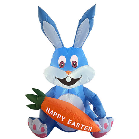 Easter Inflatable Bunny LED Light Blow up Decoration for Garden Lawn Yard