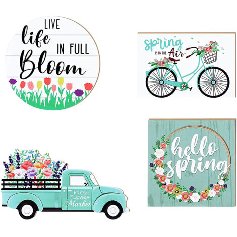 Easter Tiered Tray Decor Farmhouse Mini Wood Spring Signs Decorations for Home Desk Ornament