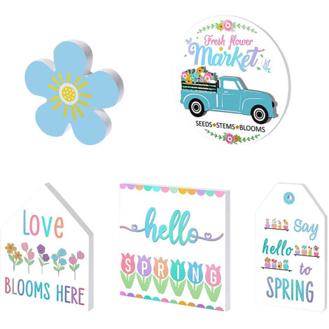 Easter Tiered Tray Decor Farmhouse Mini Wood Spring Signs Decorations for Home Desk Ornament