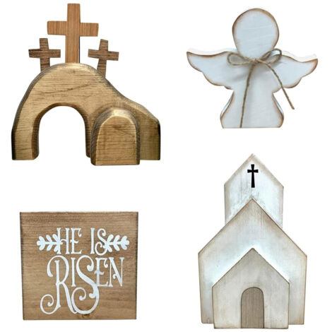 Easter Wooden Angel House Laminated Tray Decoration