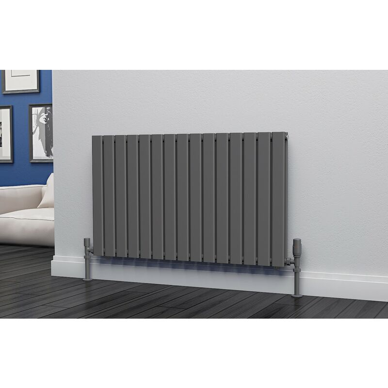 Eastgate - Eben Steel Anthracite Horizontal Designer Radiator 600mm x 1020mm Double Panel - Electric Only - Thermostatic