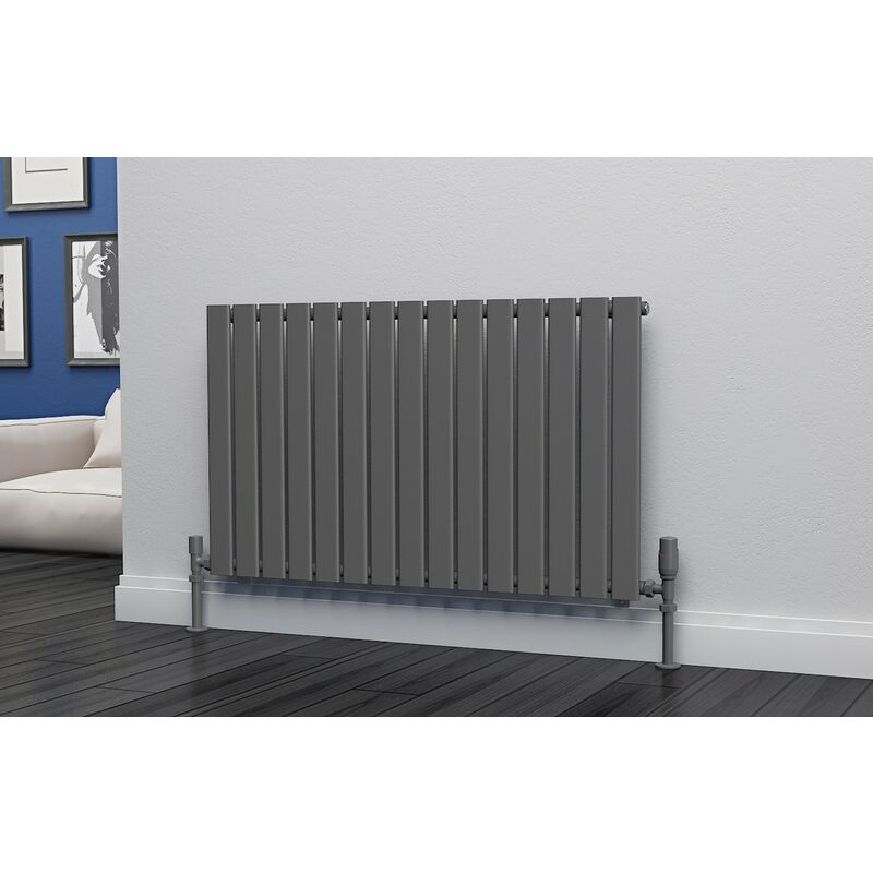 Eastgate - Eben Steel Anthracite Horizontal Designer Radiator 600mm x 1020mm Single Panel - Electric Only - Thermostatic