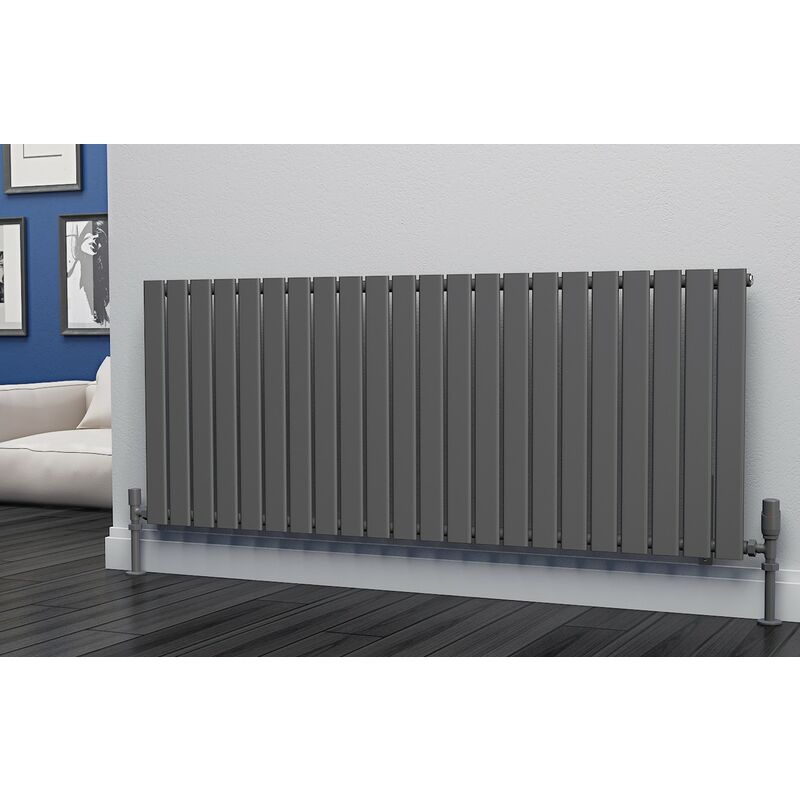 Eastgate Eben Steel Anthracite Horizontal Designer Radiator 600mm x 1496mm Single Panel - Electric Only - Standard