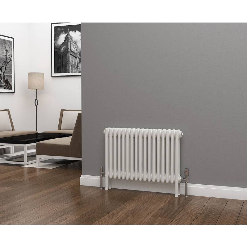 Eastgate - Lazarus Steel White Horizontal 3 Column Radiator 500mm x 777mm - Electric Only - Thermostatic
