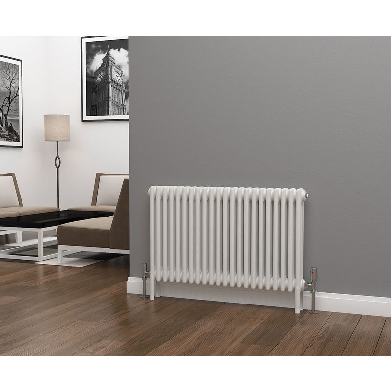 Eastgate - Lazarus Steel White Horizontal 3 Column Radiator 600mm x 999mm - Electric Only - Thermostatic
