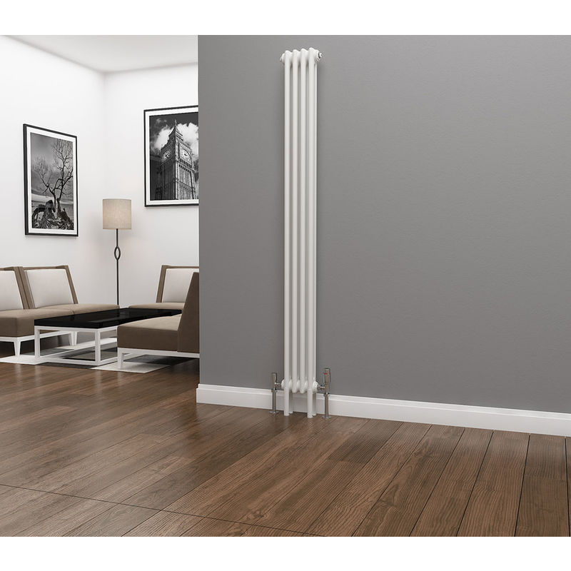 Eastgate - Lazarus Steel White Vertical 2 Column Radiator 1800mm x 196mm - Central Heating