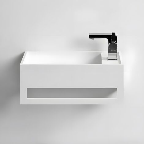 EASY 35 GAUCHE - Lave-mains suspendu en Solid Surface 35 x 20 x 20(h) cm
