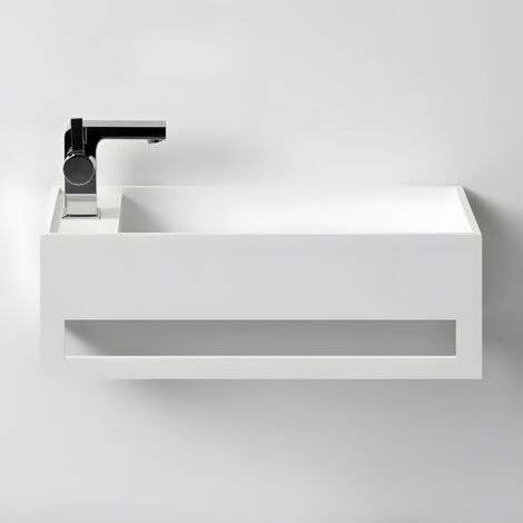 EASY 50 DROITE - Lave-mains suspendu en Solid Surface 50 x 30 x 20(h) cm