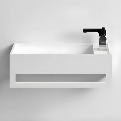 EASY 50 GAUCHE - Lave-mains suspendu en Solid Surface 50 x 30 x 20(h) cm